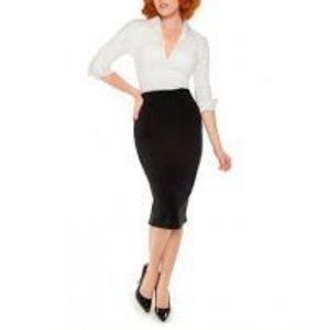 Laura Byrnes for Pin Up Girl Clothing High-Waisted Black Pencil Skirt